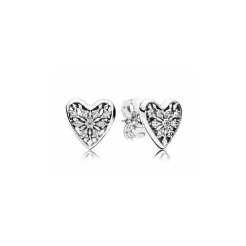 Aretes Corazón con Diseños Nevados