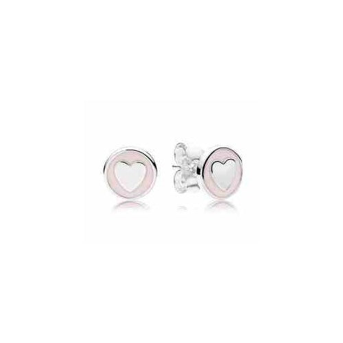 Aretes Corazón Rosa con Plata Esterlina