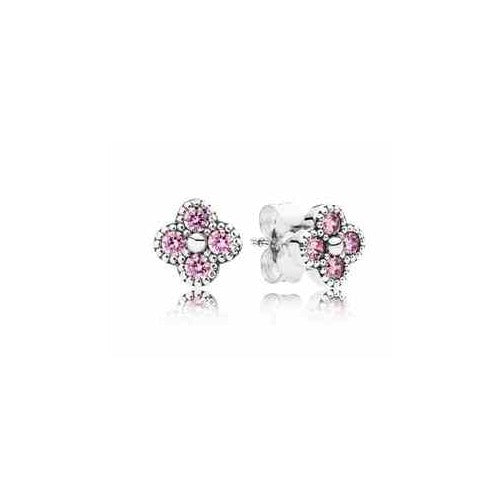 Aretes Trébol Rosa con Circonias