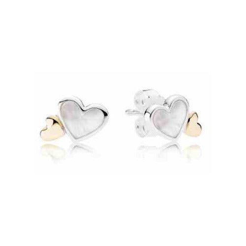 Aretes Corazón Doble", "Gold & Silver