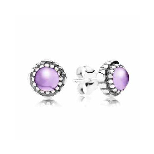 Aretes de Plata con Circonita Morada Ovalada
