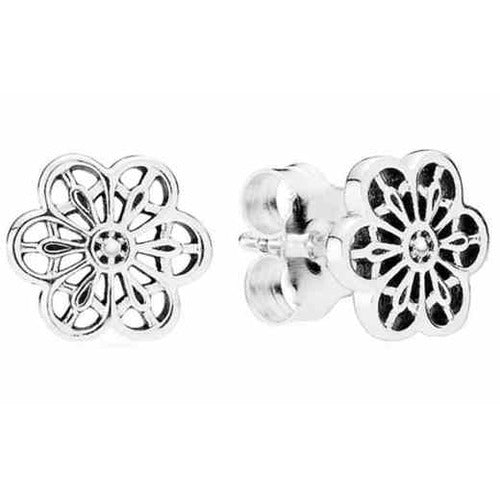Aretes Flor Calada Plata
