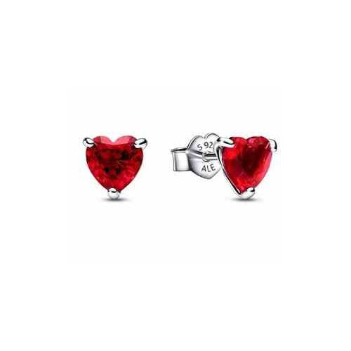Aretes Corazón Rojo Tipo Pan ALE S925