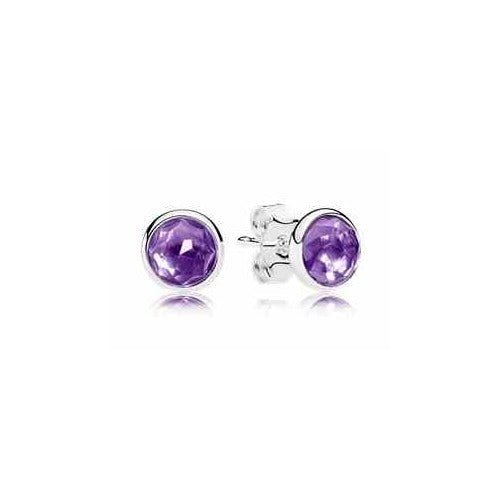 Aretes de Plata con tipo Amatista Redonda