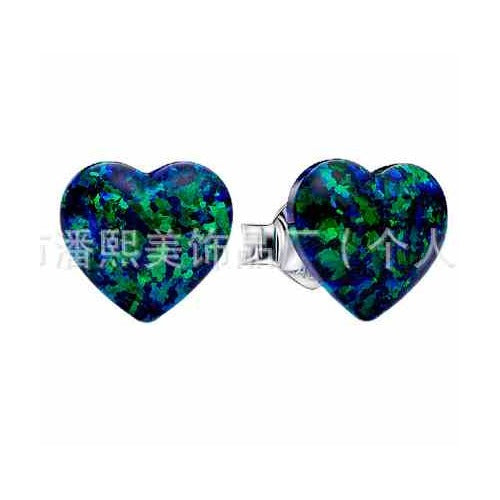 Aretes Corazón tipo Ópalo Azul y Verde