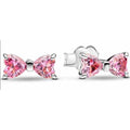 Aretes de Moño Rosa Brillante