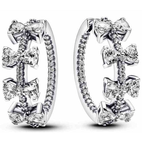 Aretes de argolla con moños de cristal