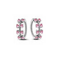 Aretes Huggies con Lazos Rosas y Cristales