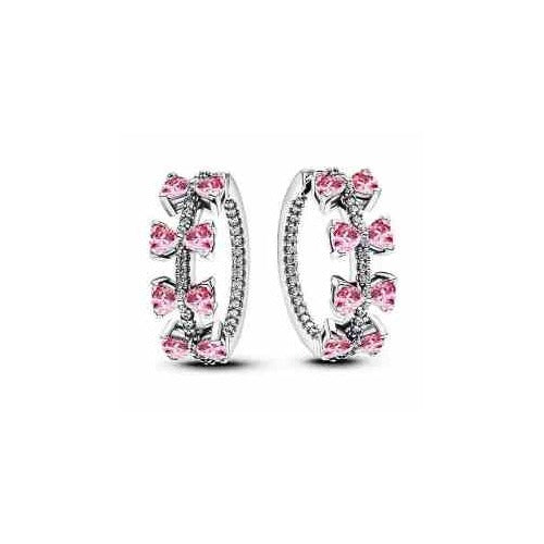 Aretes Huggies con Lazos Rosas y Cristales