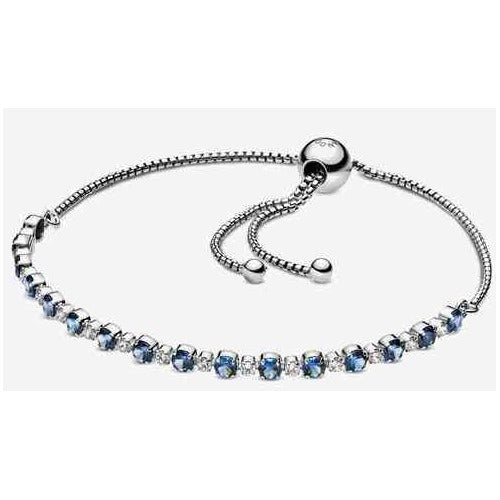 Pulsera Ajustable con Cristales Azules y Circonitas