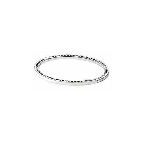Pulsera rígida de plata con corazones calados y circonitas