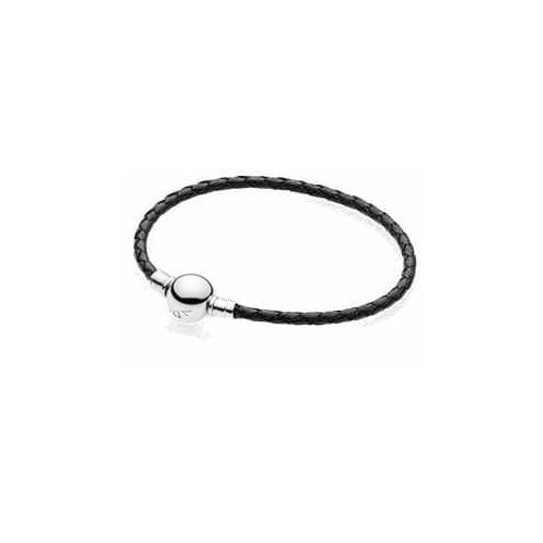 Pulsera Trenzada Negra con Broche de Plata