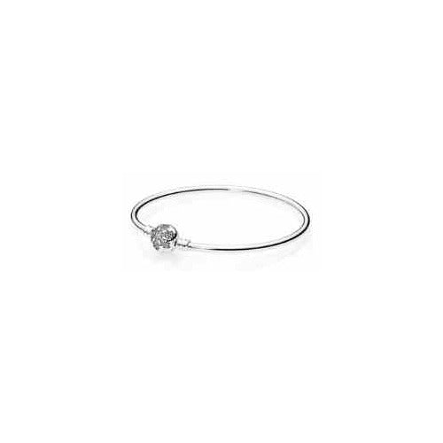 Pulsera rígida con charm brillante de plata esterlina