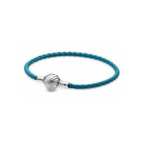 Pulsera Trenzada Azul con Cierre Concha