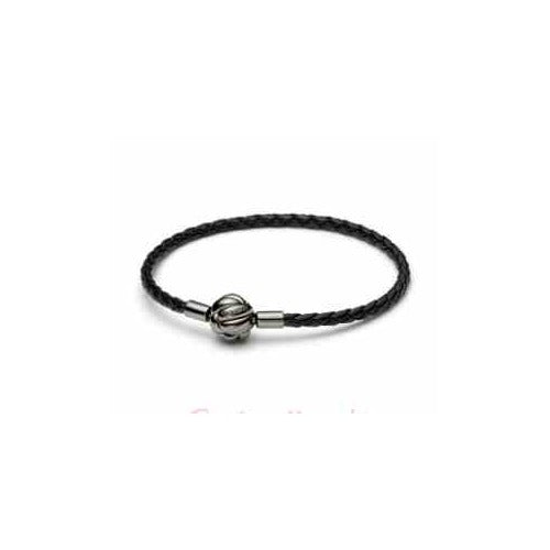Pulsera de Cuero Trenzado con Cierre Cilíndrico
