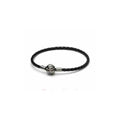 Pulsera de Cuero Trenzado con Cierre Cilíndrico