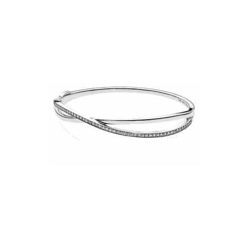 Pulsera entrelazada de plata con circonitas