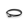 Pulsera de Cuero Negro con Cierre Elegante