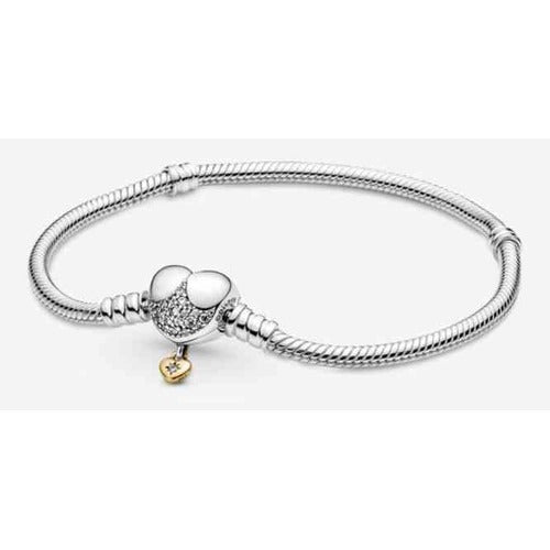 Pulsera Corazón Brillante con Dije plata