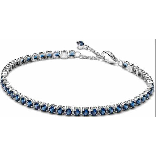 Pulsera Tennis con tipo Zafiros Azules en Plata Esterlina