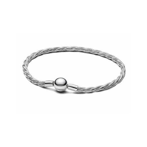 Pulsera de plata trenzada con cierre de bola