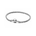 Pulsera de plata trenzada con cierre de bola