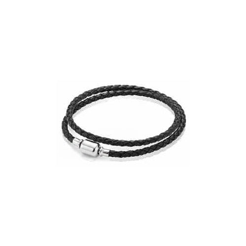 Pulsera Doble Trenzada Negra con Cierre Magnético