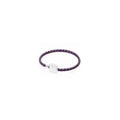 Pulsera de Cuero Trenzado Morado con Cierre Cuadrado