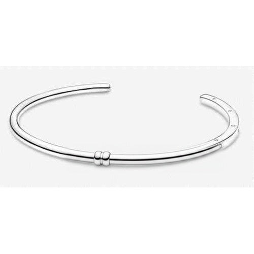 Pulsera Brazalete Abierto Plateado con Abalorios