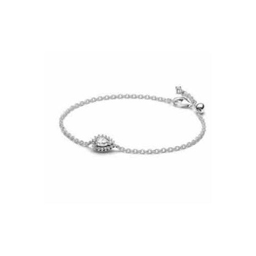 Pulsera de Plata con Corazón de Cristal Brillante