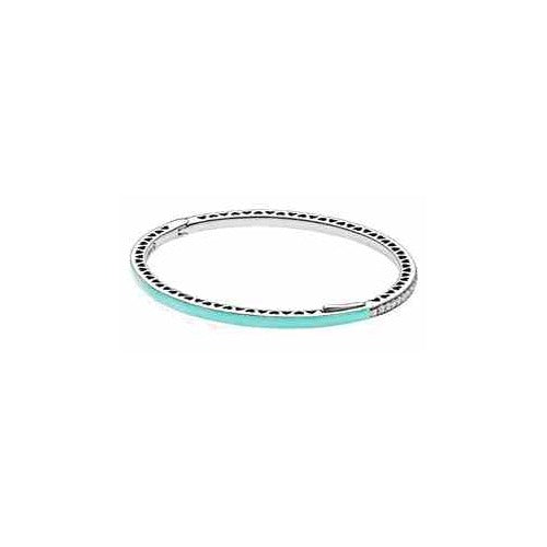Pulsera Bangle Color tipo Turquesa con Corazones