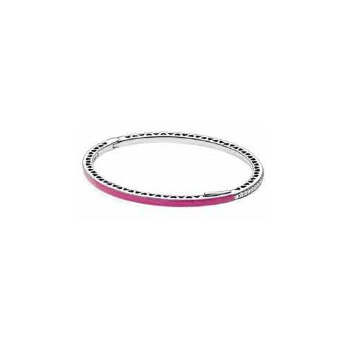 Pulsera Tipo Pan Rose con Esmalte Rosa y Circonita Cúbica