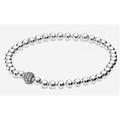 Pulsera de Bolas Plateadas con Dije de Circonitas