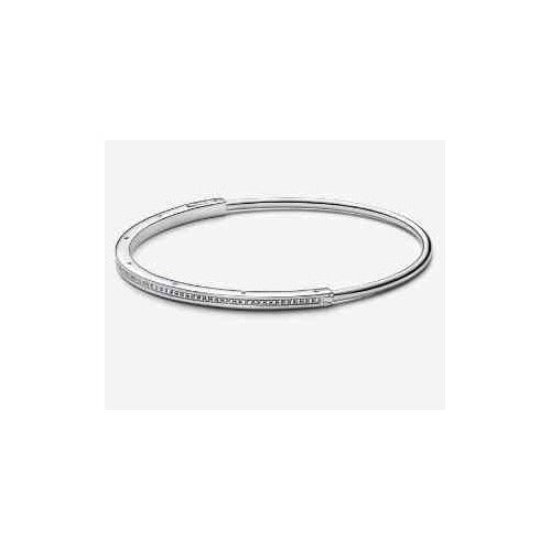 Pulsera Tipo Pan de plata con circonitas cúbicas