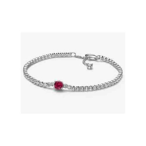Pulsera Tennis con Rubí Central y tipo Diamantes