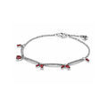 Pulsera de Plata con Cristales Rojos y Dijes