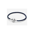 Pulsera Trenzada Azul con Broche Bola Plateada