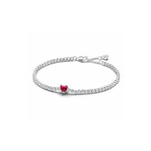 Pulsera Corazón Rojo y Circonitas