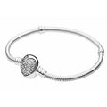 Pulsera Corazón Brillante Plateada