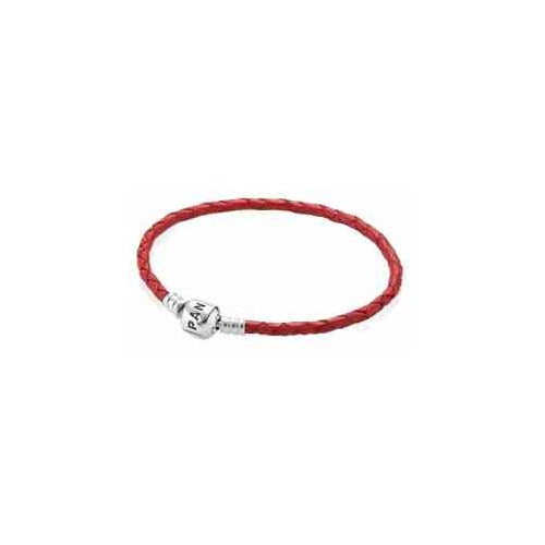 Pulsera Tipo Pan de Cuero Rojo con Cierre Clásico