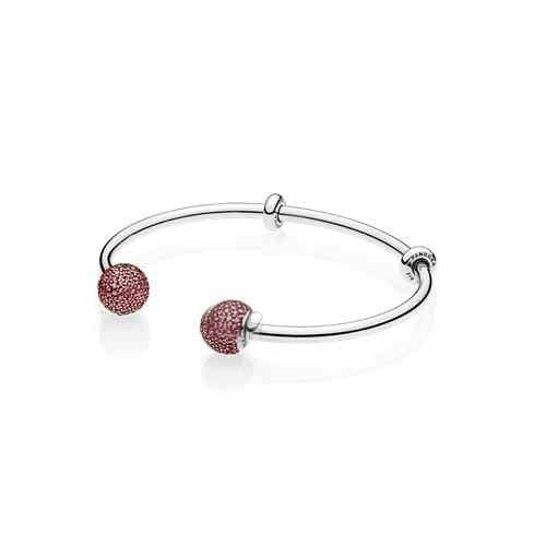 Pulsera Abierta Sparkle con Dijes Rosas