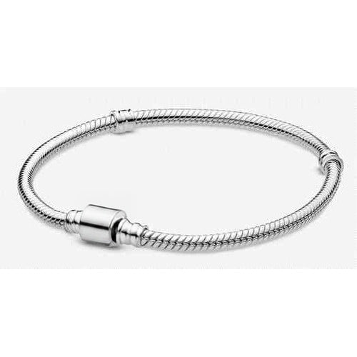 Pulsera Tipo Pan Brillante Plateada