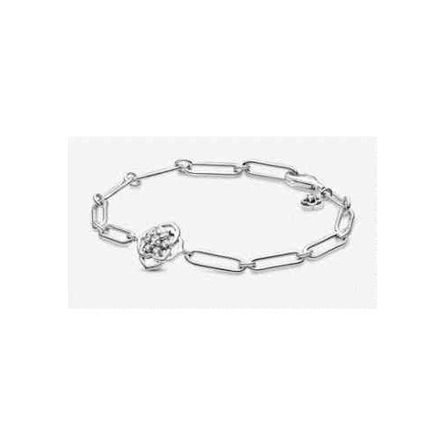 Pulsera Eslabonada Corazón Brillante Tipo Pan