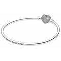 Pulsera rígida "Always in my heart" con corazón de cristales