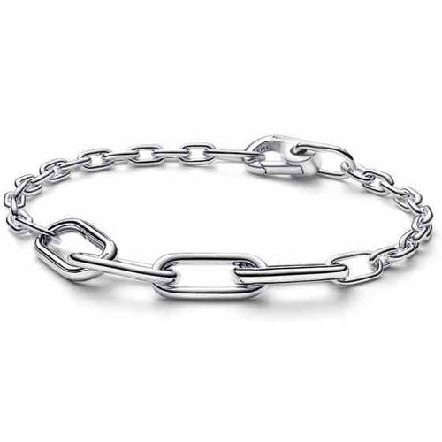 Pulsera de eslabones plateada, diseño moderno