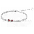Pulsera Plata con Dije de Lazo Rojo