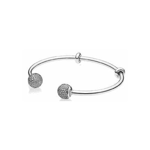 Pulsera Brazalete Abierto con Dijes Esféricos Brillantes