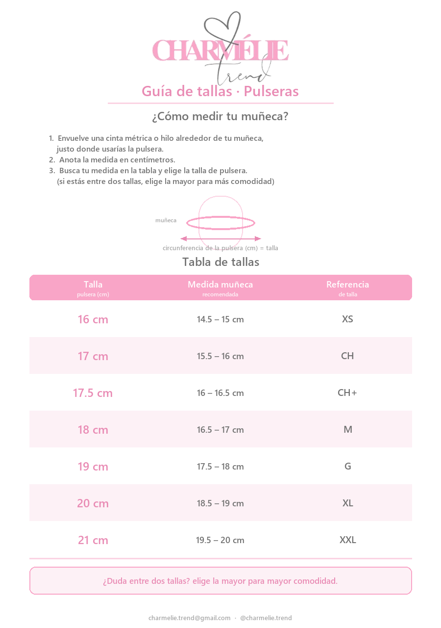 Guía de tallas - Charmélie Trend