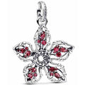 Charm Flor Gótica con Circonitas Rojas y Blancas