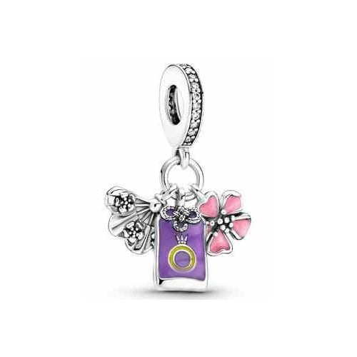 Dije Corona Imperial y Flores en Plata con Esmalte